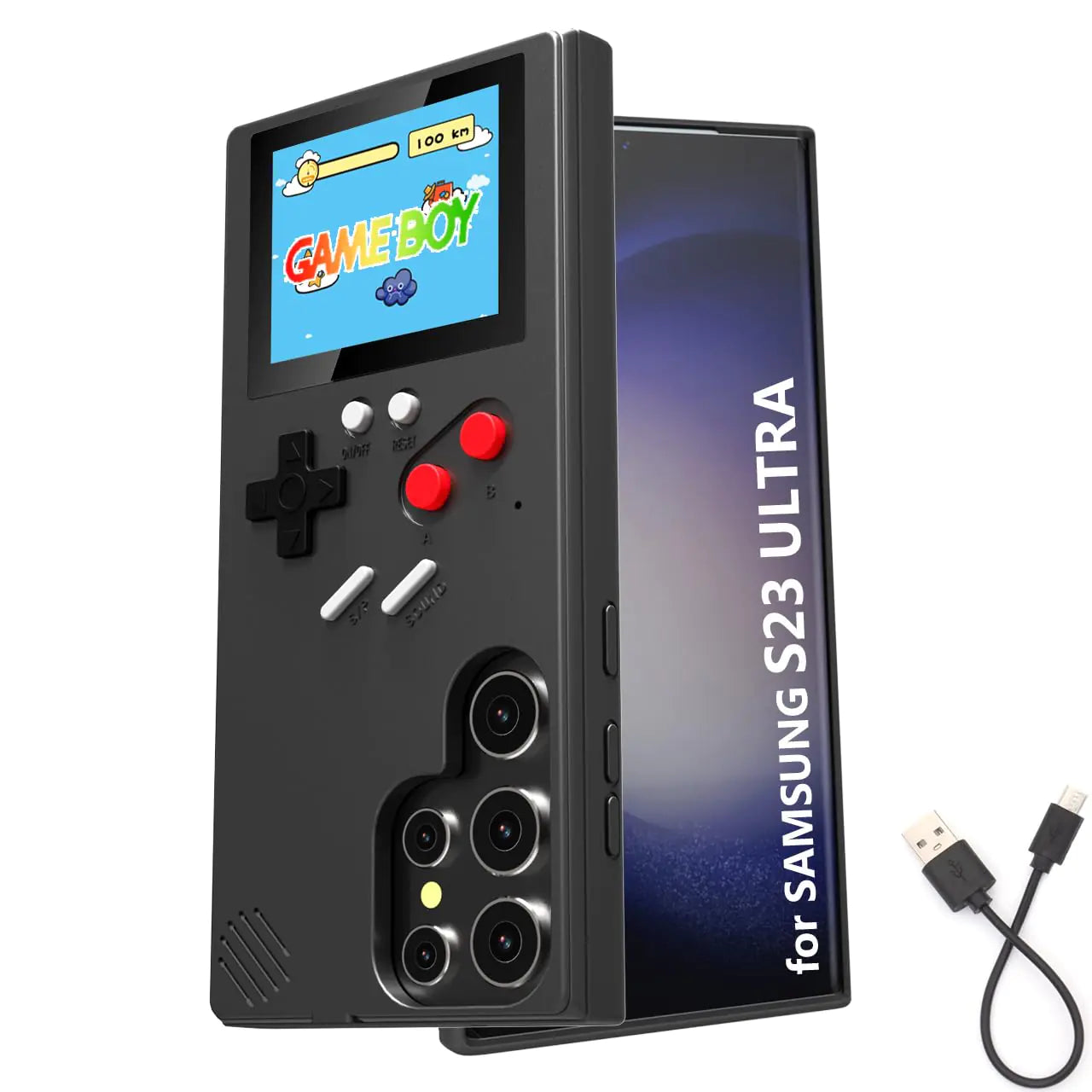 DOCOBOLO Phone Case for Samsung Galaxy S23 UltraHandheld Retro Game Console Samsung Phone CasePlayable 36 Video Games Protective Case for Galaxy S23 Ultra 5G 6.8" (Black)