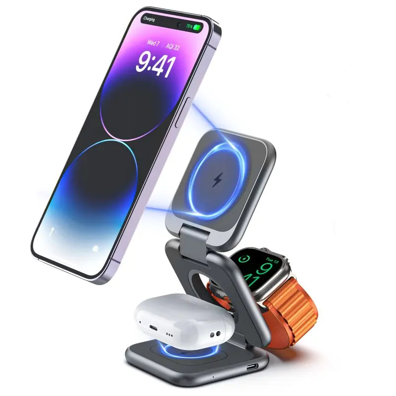 3-in-1 Folding Magnetic Wireless Charger