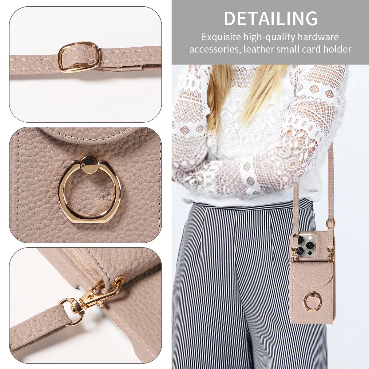 PU Leather Case for IPhone16e 16promax 16plus 15promax 15plus 14promax 14plus 13promax 13mini Crossbody ring holder Phone Case