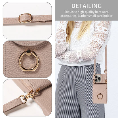 PU Leather Case for IPhone16e 16promax 16plus 15promax 15plus 14promax 14plus 13promax 13mini Crossbody ring holder Phone Case