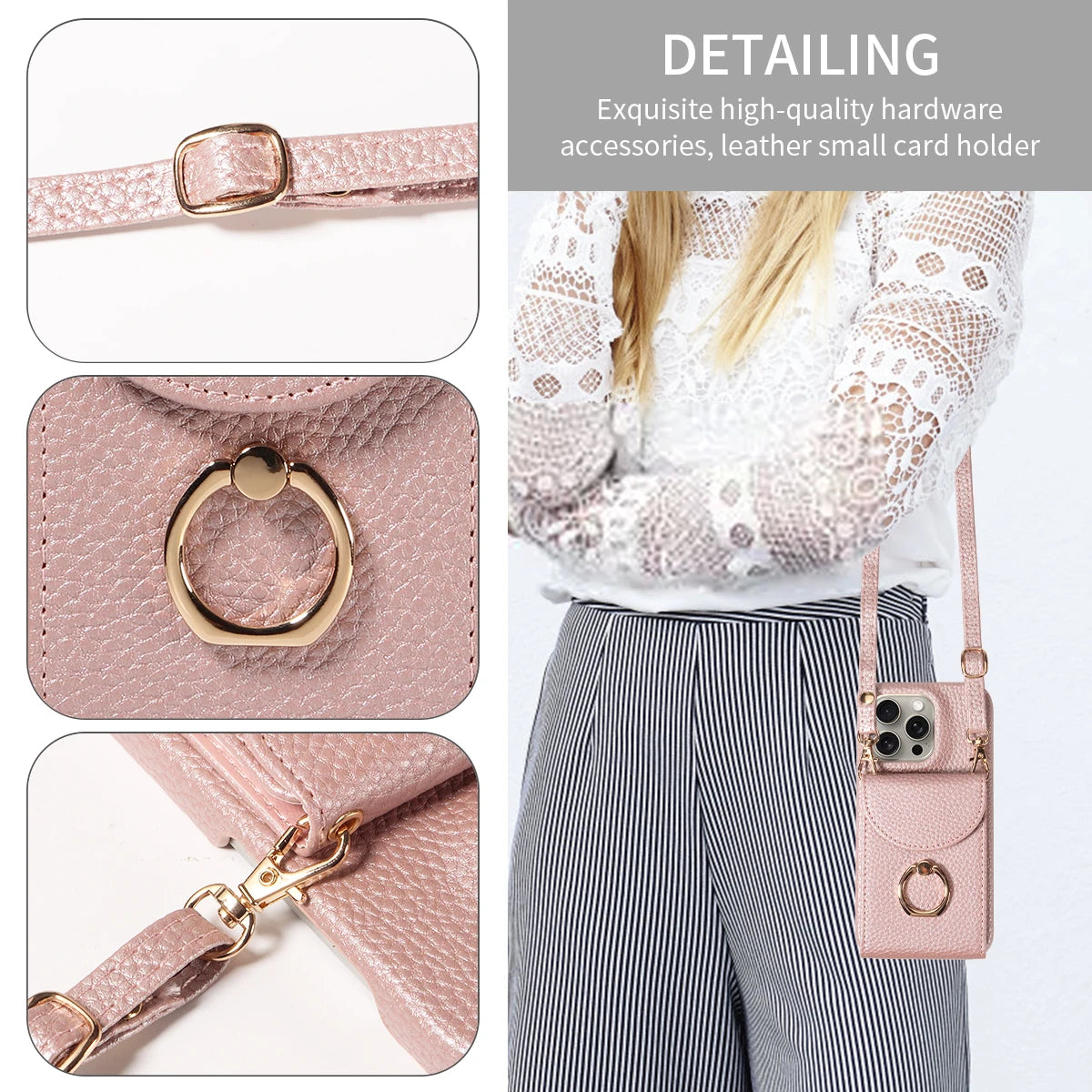 PU Leather Case for IPhone16e 16promax 16plus 15promax 15plus 14promax 14plus 13promax 13mini Crossbody ring holder Phone Case