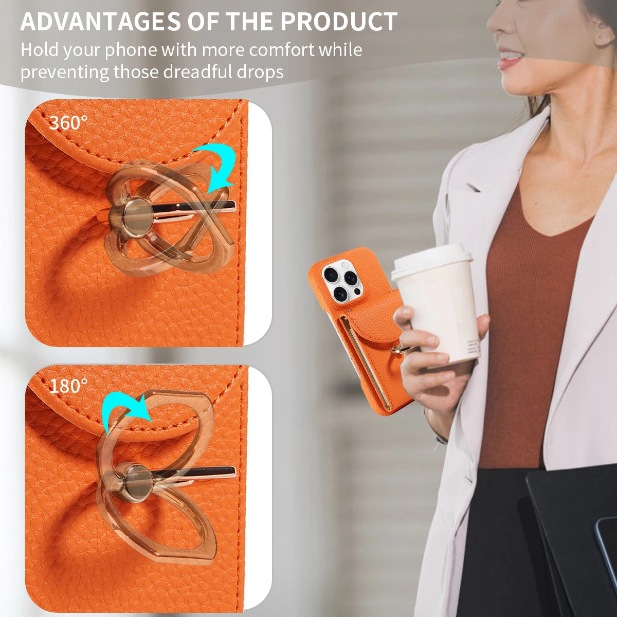 PU Leather Case for IPhone16e 16promax 16plus 15promax 15plus 14promax 14plus 13promax 13mini Crossbody ring holder Phone Case