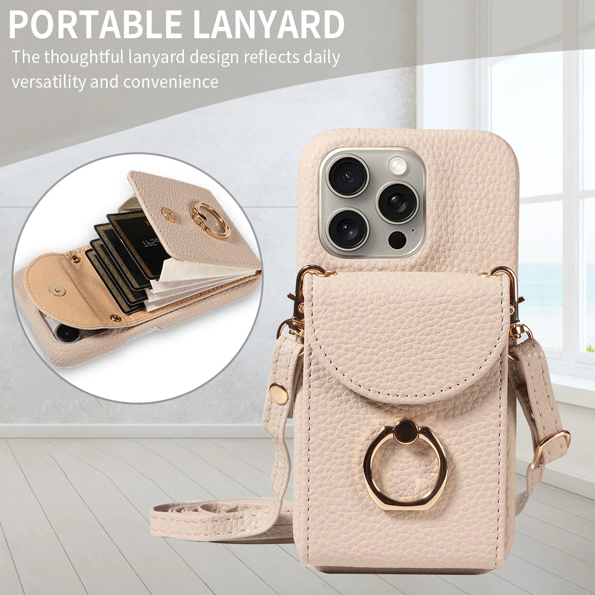 PU Leather Case for IPhone16e 16promax 16plus 15promax 15plus 14promax 14plus 13promax 13mini Crossbody ring holder Phone Case