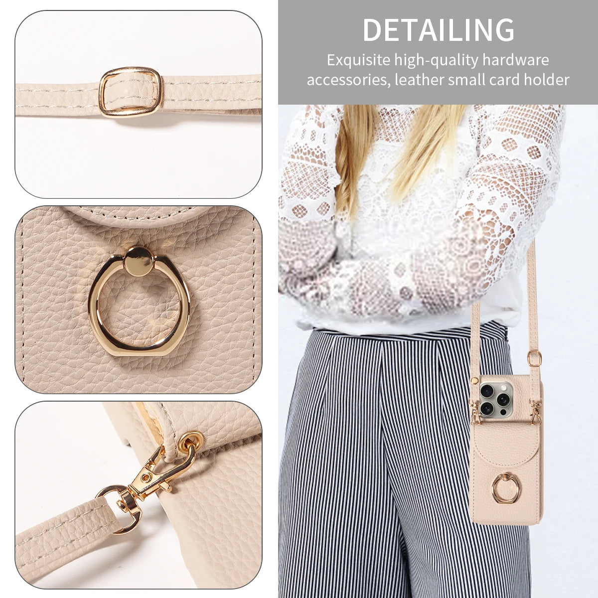 PU Leather Case for IPhone16e 16promax 16plus 15promax 15plus 14promax 14plus 13promax 13mini Crossbody ring holder Phone Case