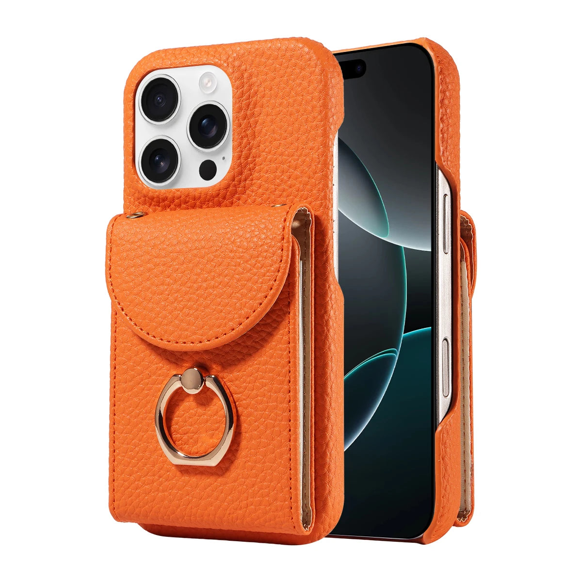 PU Leather Case for IPhone16e 16promax 16plus 15promax 15plus 14promax 14plus 13promax 13mini Crossbody ring holder Phone Case