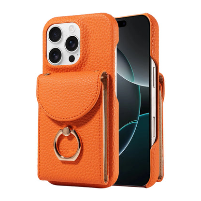 PU Leather Case for IPhone16e 16promax 16plus 15promax 15plus 14promax 14plus 13promax 13mini Crossbody ring holder Phone Case