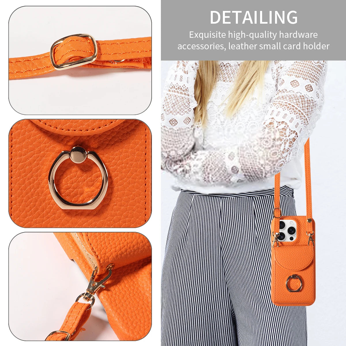 PU Leather Case for IPhone16e 16promax 16plus 15promax 15plus 14promax 14plus 13promax 13mini Crossbody ring holder Phone Case